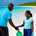 Beach Cleanup in the Bahamas**

"A group of diverse volunteers, both locals and tourists, participating in a beach cleanup on a pristine Bahamian beach. They are collecting plastic bottles and other debris. The scene is bright and sunny, with crystal clear turquoise water in the background. Everyone is fully clothed in appropriate attire for beach work. safe for work, appropriate content, fully clothed, family-friendly, perfect anatomy, correct proportions, natural pose, well-formed hands, proper finger count, natural body proportions, professional photography, high quality."

**